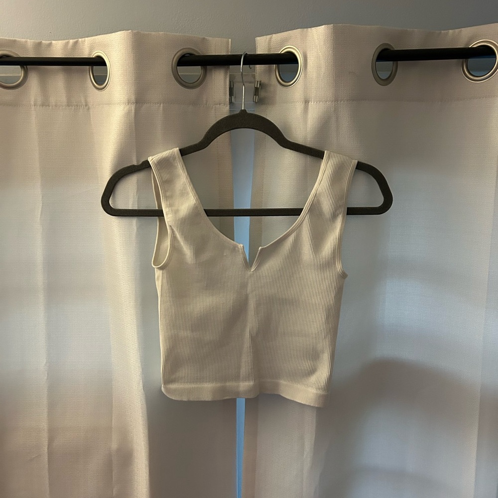 White Seamless Ribbed Tank Top